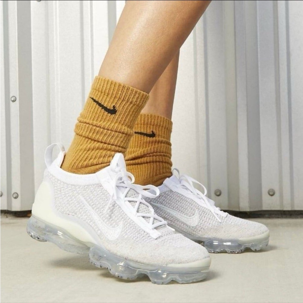 Nike White Flyknit Sneakers with Transparent Soles